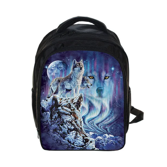 Howling Winter Wolf Backpack For Girls Boys Children Kindergarten