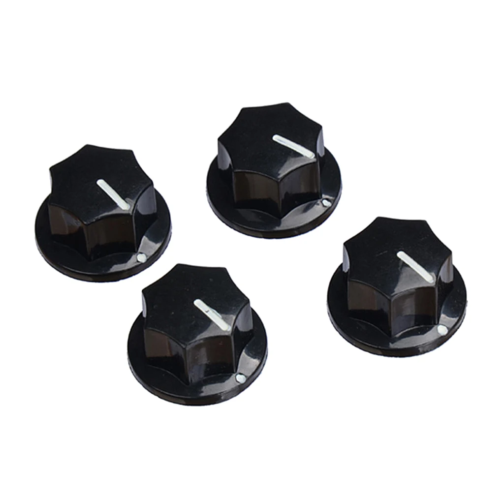 4Pcs 20x11mm Guitar Effect Pedal Knob Cap Cover Heptagon For Guitar Tone Volume Control Button Replacement  Accessories Black