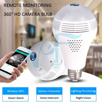 

Hot Sale WiFi 1080P 360 Degree Wireless Surveillance Security Bulb Lighting Camera APP Remote View Monitor Light Bulb VF-CB200