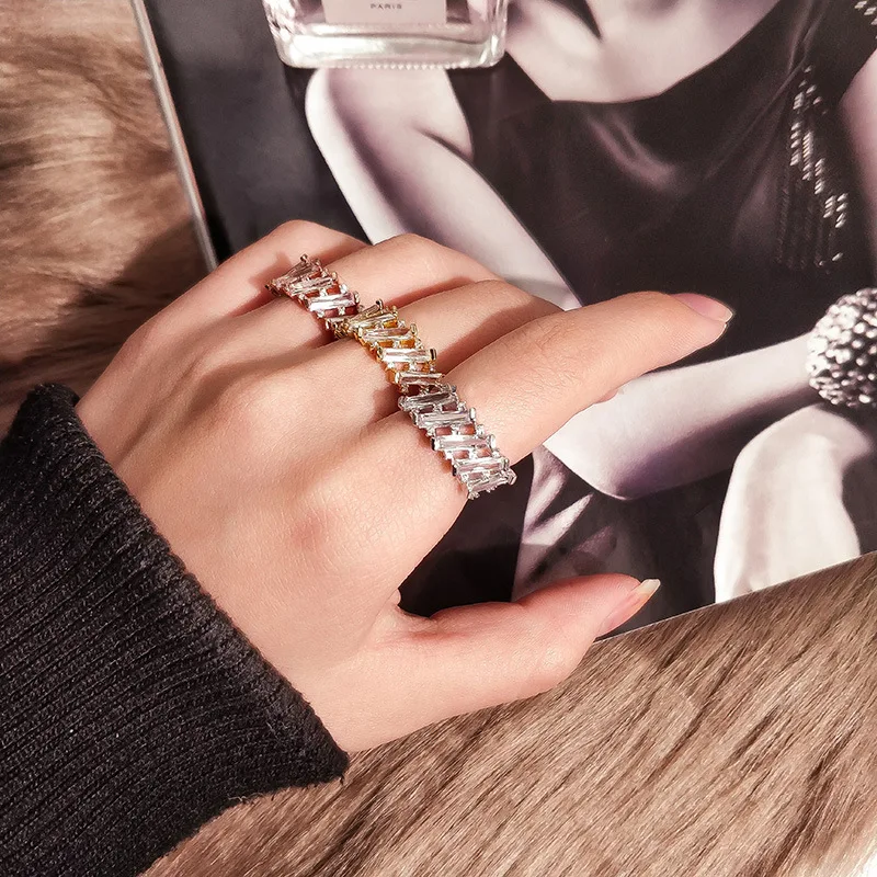 

New Arrival Wide Design Two Decks Cubic Zirconia Adjustable Ring for Women Exquisite Jewelry Birthday Anniversary Gifts CRL322E