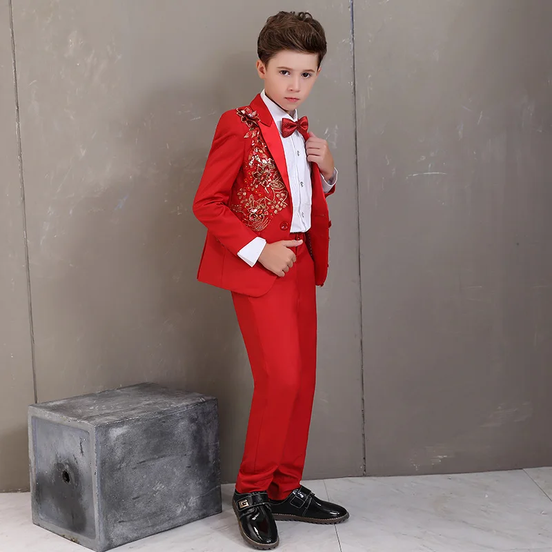 Бесплатная доставка детская обувь для мальчиков черный/красный цветок вязаный свитер принц сценическое выступление костюм в стиле