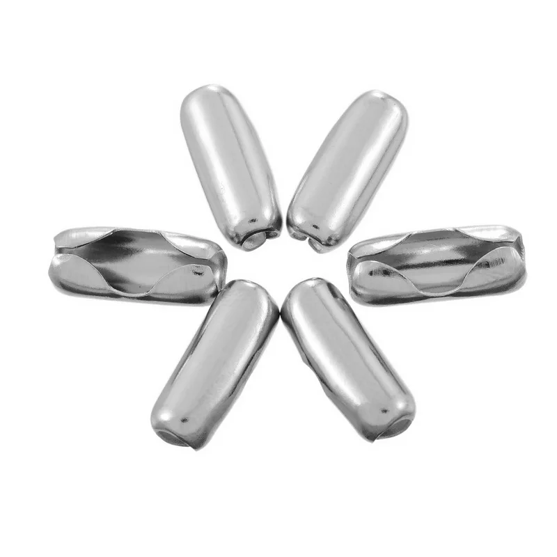 100PCs Stainless Steel Clasps End Beads Silver Ball Chain Connector