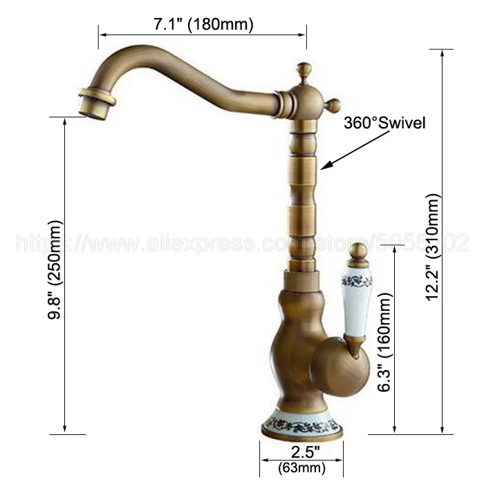 Antique Brass Kitchen Faucets Deck Mounted Mixer Tap 360 Rotation Features Mixer Tap For Kitchen & Bathroom znf510