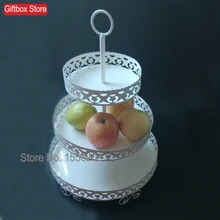 3 уровня белое Кованое железо торт дисплей для кексов полка Свадебная подставка для десерта держатель