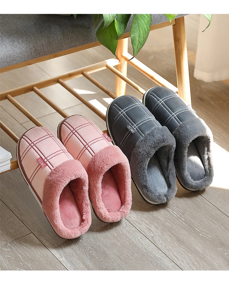 Men's slippers Winter Velvet Sewing Suede Indoor shoes for male Antiskid Anti Odor Short Plush Home Cozy Fur slippers men