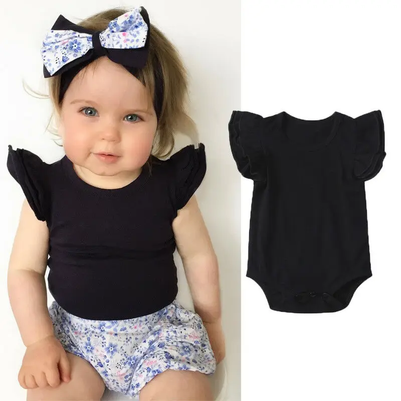 Infant Baby Girls Boys Clothes Short Sleeve Romper Outfits Jumpsuit Newborn Kids Boy Girl Ruffle Rompers 0-24M