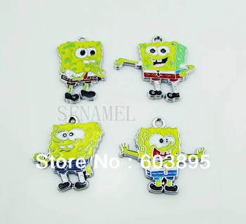 

S9861! 100Pcs/Lots Enamel MIXED SpongeBob SquarePants charms for key charm
