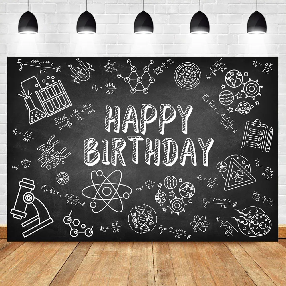 

Science Birthday Background Banner Scientist Science Party Photography Backdrops Chalkboard Theme Parties Decoration Backdrop