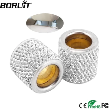 

BORUiT 1/2 Pair Icy Crystal Car Seat Headrest Collar Decor Charms Diamond Bling Car Interior Accessories For Women Rhinestone