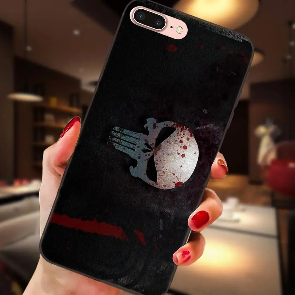 Мягкий чехол для телефона Comic Black Каратель логотип Apple iPhone 4 4s 5 5S SE 6 S 7 8 Plus X XS Max