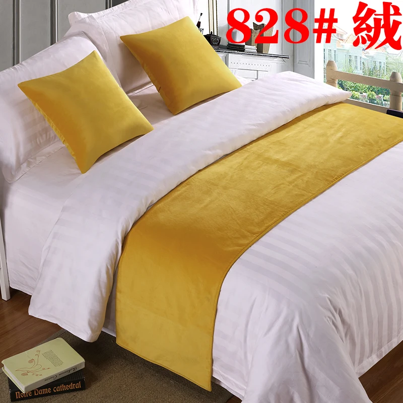 RAYUAN Suede Solid Color Bedspread Bed Runner Throw Home Hotel Bedroom Bedding Decor Bed Tail Towel Protector