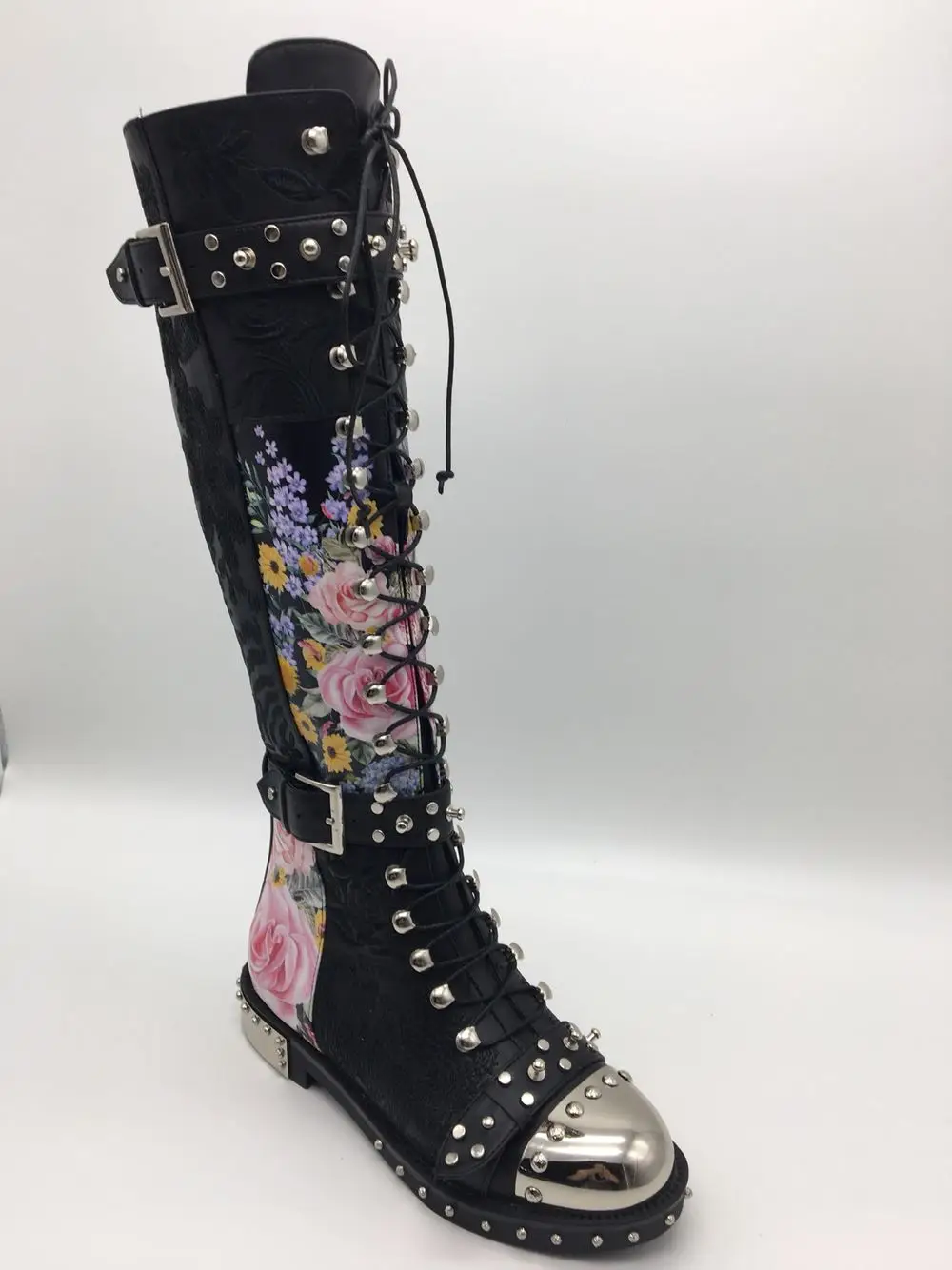 floral knee high boots