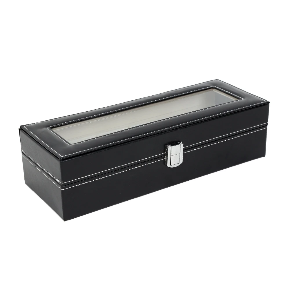 Hot Sale 6 Grids PU Leather Watch Box Jewelry Storage Case Watch Display Box caja reloj