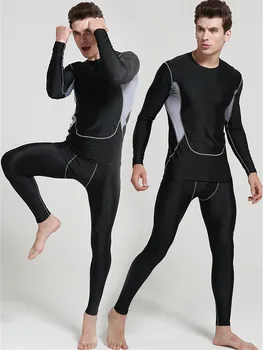 

2PCS Bodybuilding Clothing Set (Tshirt+Leggings) Compression Tee Shirt Sweatpants Joggers Jerseys Exercise Tights XXXL
