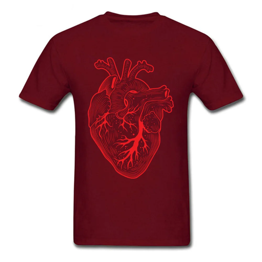Men's T-Shirt ANATOMICAL HEART Print Tees 100% Cotton Crew Neck Short Sleeve Casual Tops Shirt NEW YEAR DAY Drop Shipping ANATOMICAL HEART maroon