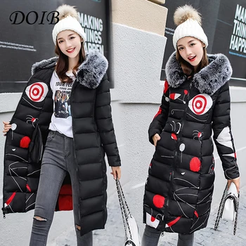 

DOIB 2018 Long Thick Warm Women Parka Casual Autumn Winter Jacket Coat Female Plus Size Hoodies Fur Collar Coat Outwear 3XL