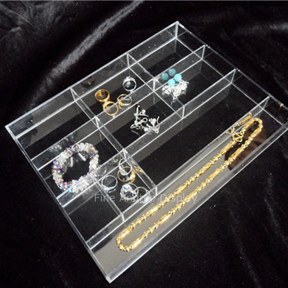 Quality Clear Acrylic Jewelry Display Boxes Necklace Tray Earring Rings Holder Bracelet Storage Case Gemstone Beads Organizer