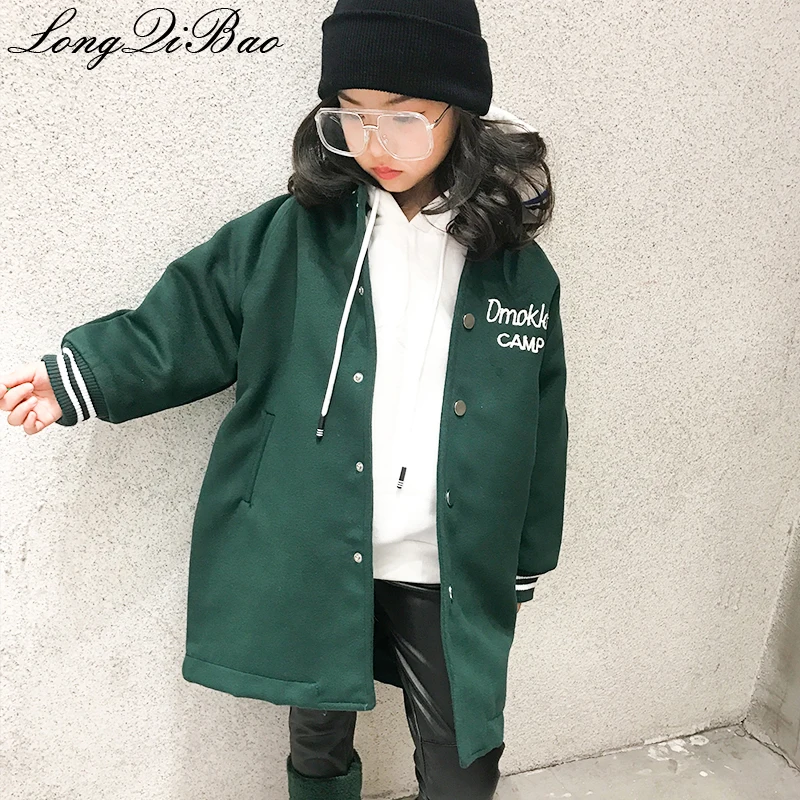 

Baby girl 2018 autumn and winter new woolen coat in the big boy Korean version of the foreign material material long cardigan co