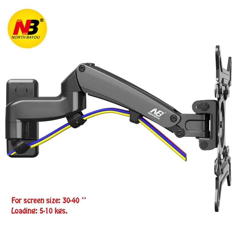 

NB F300 TV Wall Mount 30-40 inch Monitor Holder Gas Spring Free Lifting Swivel Stretchable Tilt Stands Aluminum Long Arm Bracket