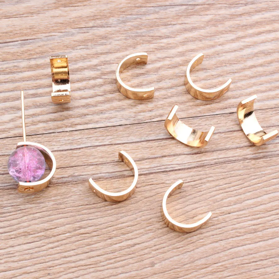 

10pc Silver Gold Color Semicircular Round Circle Ear DIY Charms Necklace Bracelet Earrings Connectors Pendants Jewelry Findings