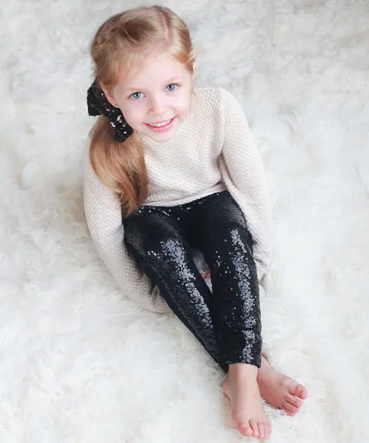 girls Black sequin leggings,Black sequin sparkle pants,back to school