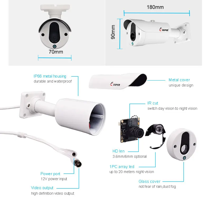  Keeper 1080P Mini Surveillance AHD Camera Sony IMX323 Camera 25M Night Vision CCTV Camera IR Outdoo - 32803626462