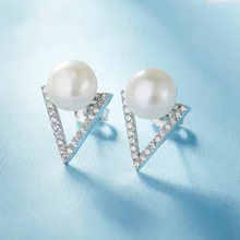 Серьги из стерлингового серебра 925 пробы с натуральным жемчугом для женщин 9-10 мм идеальная форма бусины серьги-гвоздики из натурального жемчуга