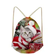 Cute 3D Merry Christmas Printing Cartoon Women Backpack for Kids Fitness Yoga Sports Women Drawstring Bag Storage School Bags
