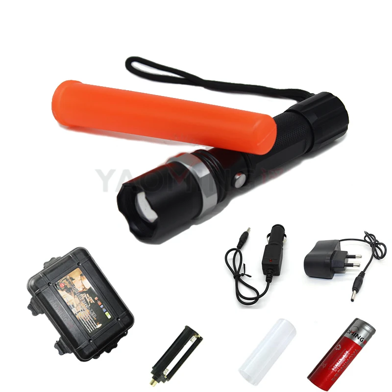 Tactical flashlight set CREE Q5 2000LM traffic baton police equipment