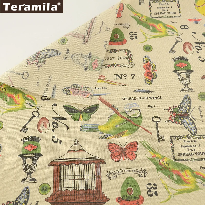 Print Cartoon Animals Designs TERAMILA Cotton Linen Fabric Sewing Material Tissu Tablecloth Pillow Pillow Zakka CM Home Textile