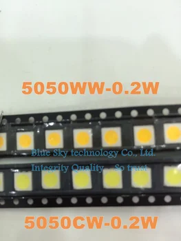 

3000pcs 5050 White SMD/SMT 3-CHIPS LED PLCC-6 Super Bright free shipping CW-WW 0.2W 12-20lm Warm white 2850K Cool white 6000K
