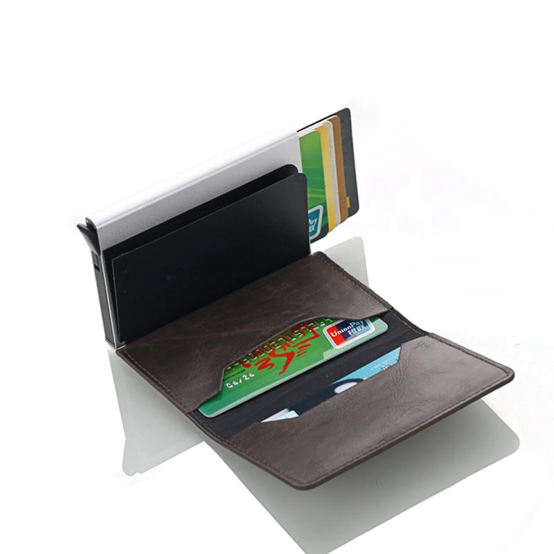 Cizicoco Antitheft Men Vintage Credit Card Holder Blocking Rfid Wallet Leather Unisex Security Wallet Leather Women Magic