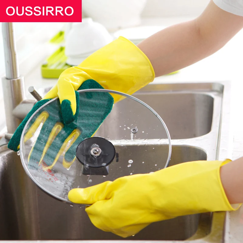 1pcs Happy Sale Rubber Latex Dish Washing Cleaning Long Gloves Household Kitchen Glove color random | Дом и сад