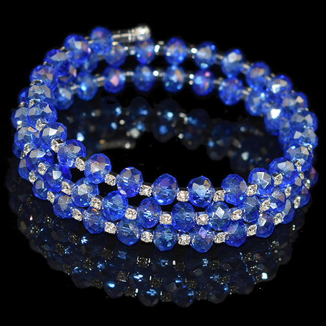 beads Bracelets & Bangles Women Jewelry 2/3 Row Blue/red/white/black/yellow/pink Wrapping arm bracelet for Girl Gift