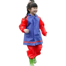 Yuding Enfants Pluie Manteau Pantalon Enfants Imperméable Imperméables/Rainsuit, Enfants Imperméable Épais Rouge-bleu Splice Couleur