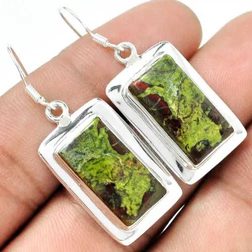 

Genuine Dragon Stone Earrings 100% 925 Solid Sterling Silver KE0281