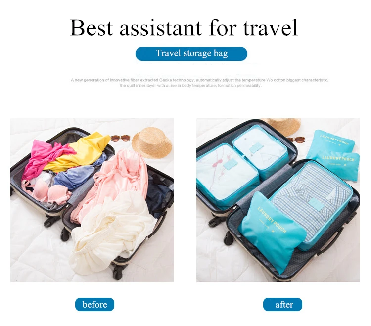 6 шт./компл. мешочек для багажа Органайзер набор сетчатая, для путешествий сумка в сумке органайзер для багажа Упаковка косметичка органайзер для одежды