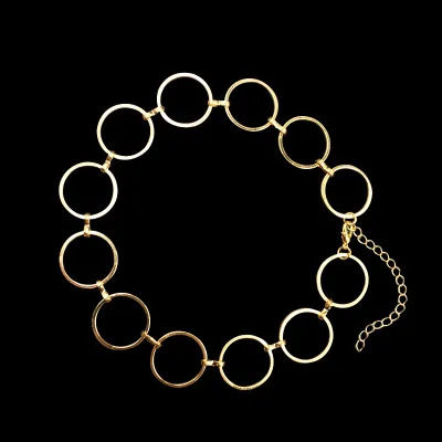 

Colorful Bling Star Style Gold Silver Color Circle Choker Necklace High Quality Link Chain Collar Chocker Necklaces For Wom