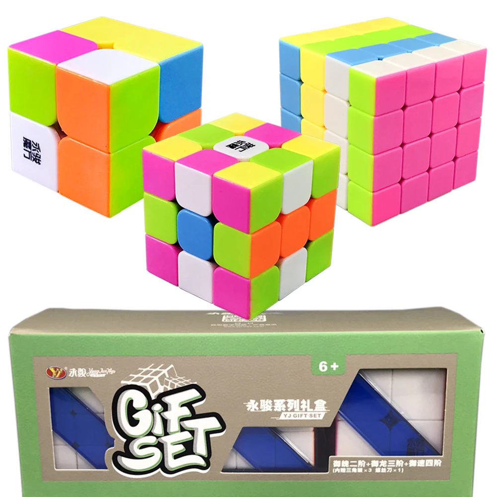 

3 PCS/set Profesional YJ's Magic Cubes 3*3*3 Cube 3x3x3 Puzzle Cube Toy 2*2*2 4*4*4 2x2x2 4x4x4 Cubos Megico with Stands YongJun