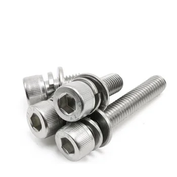 

5pcs M8 Allen combination screw Cup head inner hexagon Flat spring pad three combinations bolt 304 stainless steel 12-50mm Long