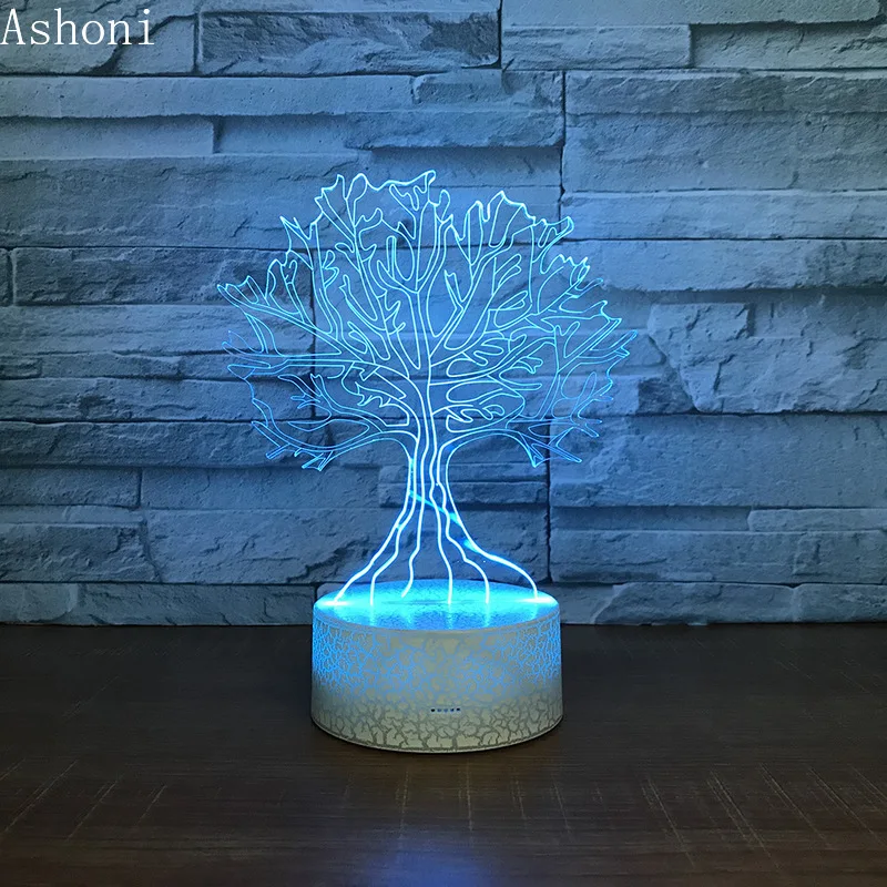 

The Wishing Tree Shape 3D LED Night Light 7 Colors Change Desk Table Lamp Bedroom Lighting Fixture Home Decor Christmas Gifts