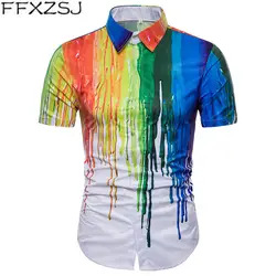 FFXZSJ брендовая рубашка для Мужская рубашка с коротким рукавом 3D принт Топы корректирующие 2019, новая мода для мужчин Тонкий Дизайн