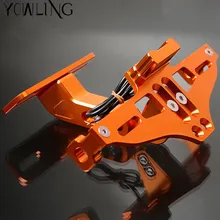 CNC Aluminum Motorcycle Rear License Plate Mount Holder with LED Light For KTM 200 250 390 690 990 Duke RC SMC/SMCR Enduro R for motorcycle aluminum universal fender eliminator license plate bracket ho tidy tail for ktm 690 duke smc smcr enduro r advent