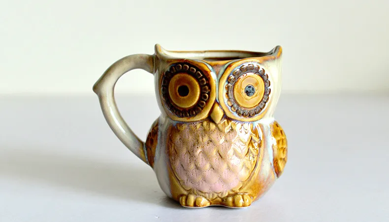 300ml Owl Mug Cartoon Ceramic 3D Animal Coffee Cup for Breakfast and Collection
