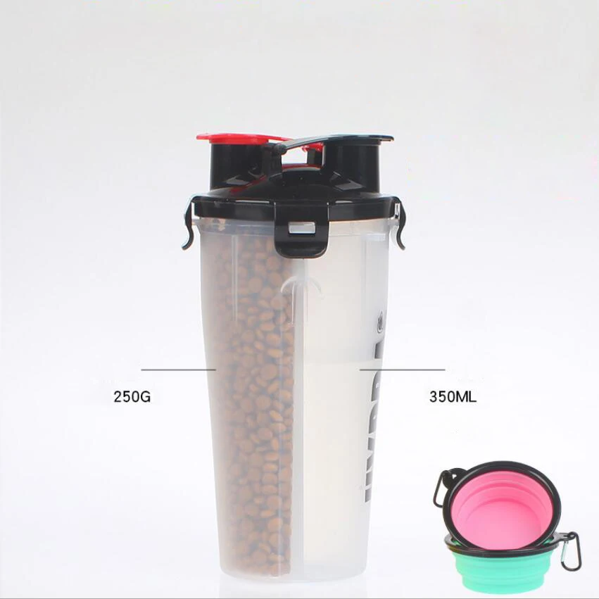 2 In 1 Pet Dog Cat out kettle portable dog cup folding bowl grain cup