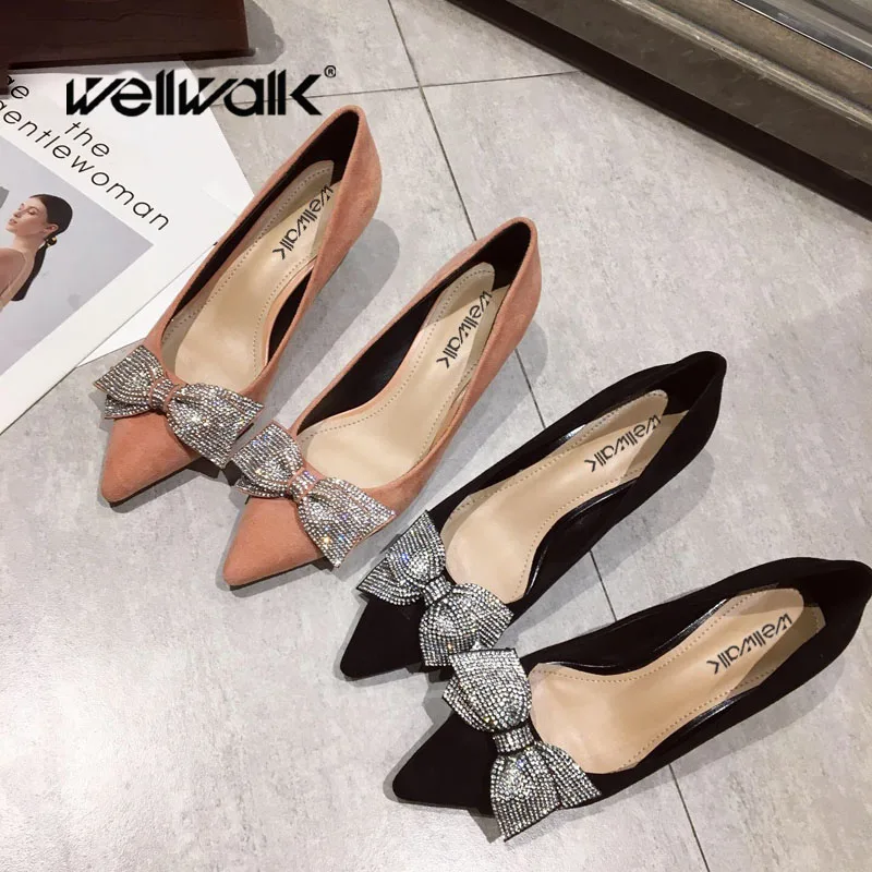 Wellwalk Clear Heel Pumps Women High Heel Shoes Women Black Pumps