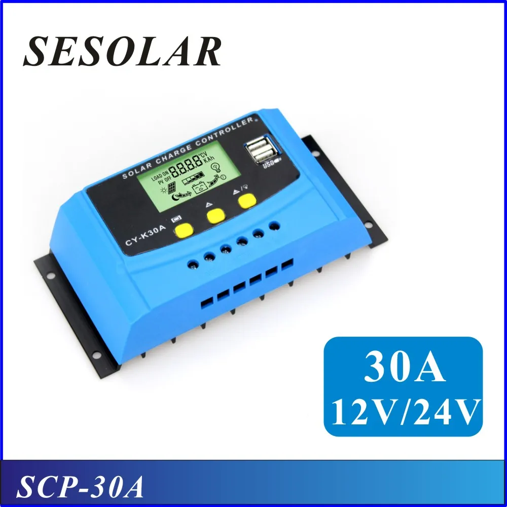 Sesolar 30A 12V 24V solar charge controller pwm