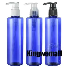 300 шт./лот, емкость 250 мл, пустая бутылка для лосьона и шампуня, ПЭТ+ PP контейнер, синие бутылки с насосом