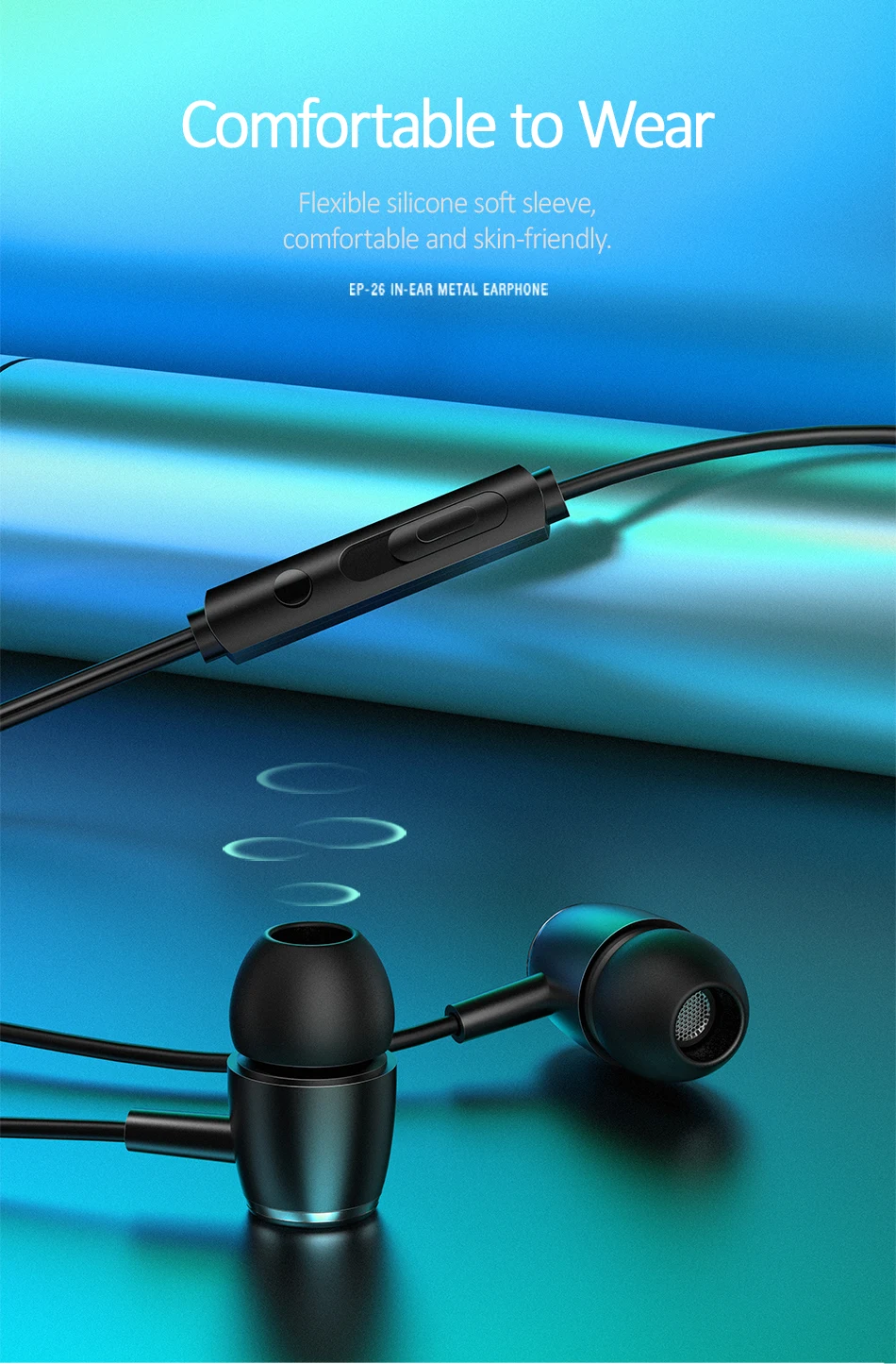 EP-26 Tiffany Blue in-ear Metal Earphones,USAMS 3.5mm Hifi Earbuds Bass Earphones Stereo Headset inear Wired Ear phone With Mic