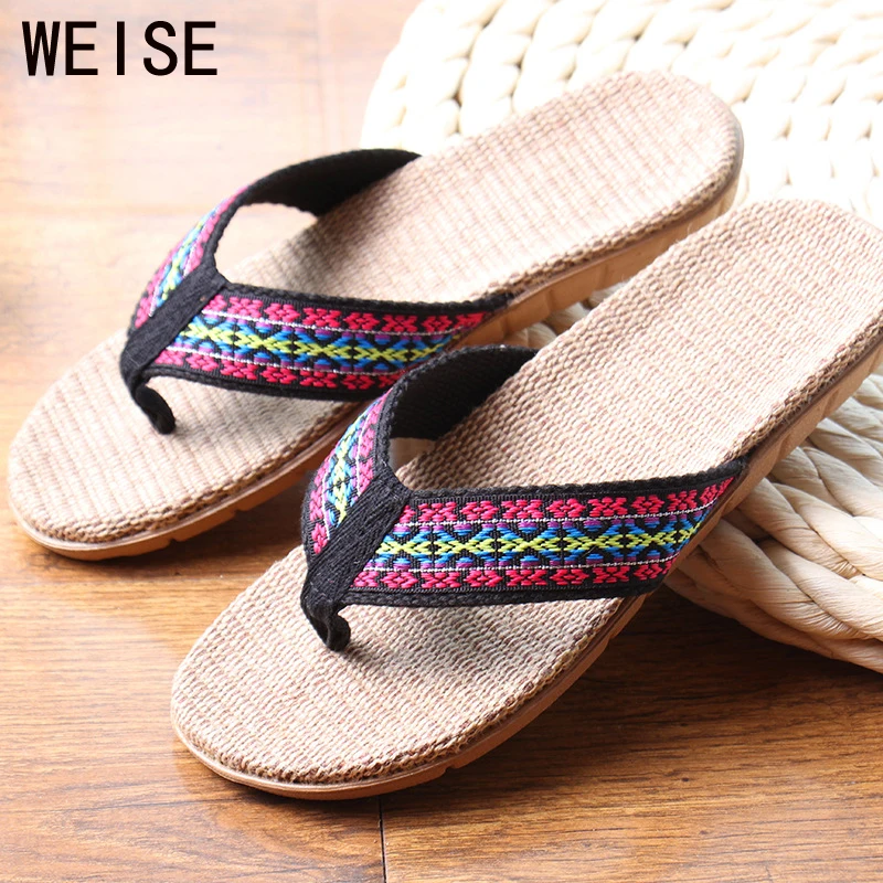 High Quality The New Summer Home Slippers Indoor Shoes Flax Slippers